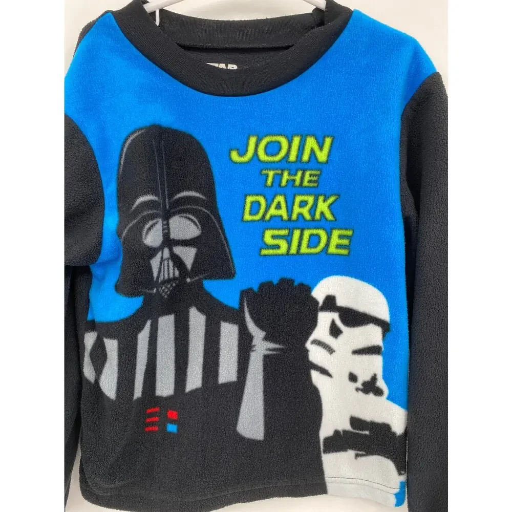 Star Wars Graphic Fleece Long Sleeve Pajama Top Black Blue Boys 8